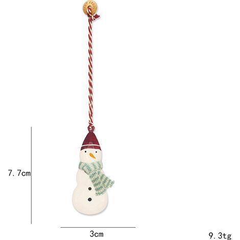 Décorations de sapin de Noël en métal, mini suspensions style nordique, ornements festifs en forme de bonhomme de neige au bonnet rouge, accessoires décoratifs, lot de 2 pièces (1/5)