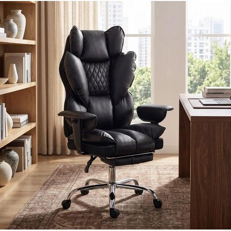 Chaise de bureau en similicuir, dossier haut, inclinable 135°, jusqu’à 180 kg OKMYHOME (1/5)
