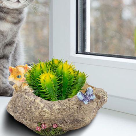 Mini-Blumentopf aus Kunstharz mit Cartoon-Tiermotiv, Tischdekoration, Sukkulenten-Pflanztopf-Ornament, Katze (1/5)