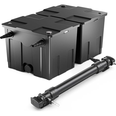 SunSun Komplettset: CBF-350B Teichfilter bis 60000 L Teichfilteranlage als Durchlauffilter, CUV-672 Teichklärer UVC Klärer mit 72 Watt UV-C Leistung (1/5)