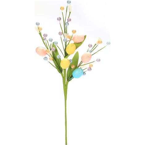 Décorations d'œufs de Pâques - Baies en forme d'œuf - Décoration de Pâques - Fleurs artificielles - Arrangements d'œufs de Pâques artificiels - 45 cm - Coloré - Mousse (1/5)