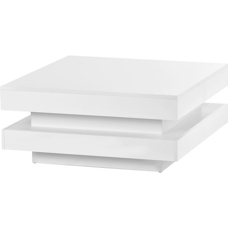 Mesa de Centro Cuadrada Blanca 70x70x36 cm con Luz LED Bluetooth (1/5)
