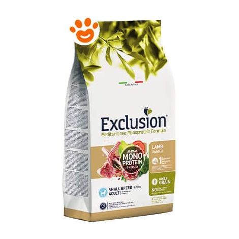 Exclusion Dog Mediterraneo Monoproteico Noble Grain Adult Small Breed Agnello - Sacco 7 Kg -