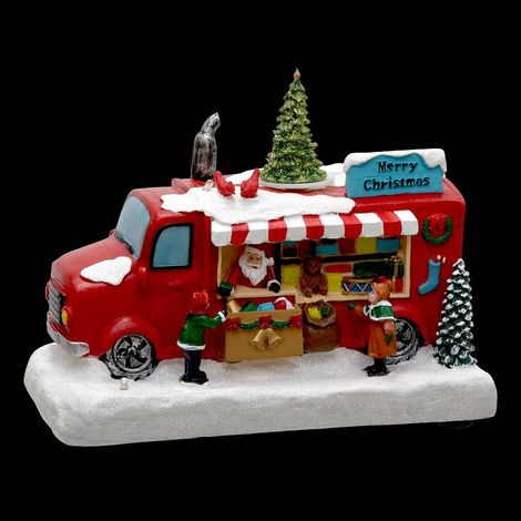 Villaggio luminoso con camion di babbo natale animato e musicale, 5 led, alimentato a batterie - Atmosphera créateur d'intérieur (1/4)