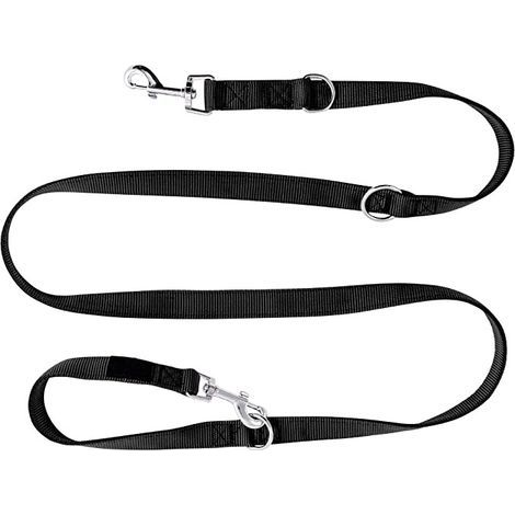 Guinzaglio da addestramento per cani in grafite nera, robusto e regolabile in 3 diverse lunghezze (2,5 m, 1,5 m), guinzaglio doppio per cani, guinzaglio in corda intrecciata, guinzaglio regolabile (1/5)