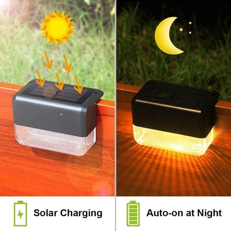 Solar Railing LED Lights Outdoor Step Light Waterproof Used for Stairs Fence Deck Garden Patio Y 8 pack (1/4)