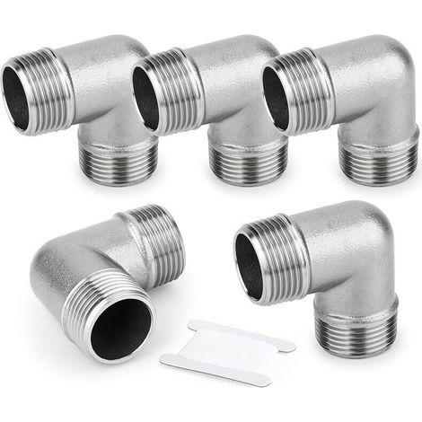 pair 5 pièces 1/2\" pouce mâle à mâle en acier inoxydable 304 90 degrés pour les connexions de tuyaux