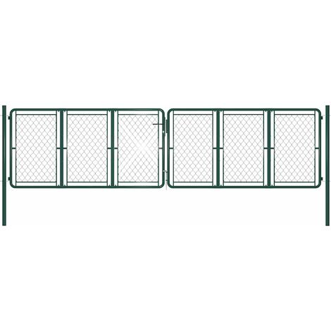 Portail de jardin Portillon Grillage Portail de Clôture Acier 400 x 125 cm Vert 11002 (1/4)