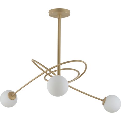 Plafonnier moderne laiton 3 globes blancs Velvet G9 (1/2)