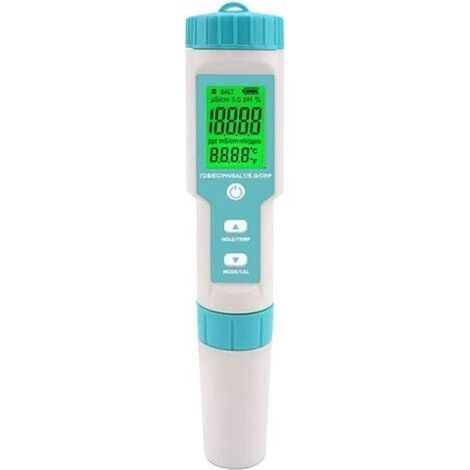 Testeur de salinit de piscine Compteur de pH et de salinit d\\\'eau sale Numrique 5 en 1 Testeur de pH et de salinit de piscine Compteur de salinit pour piscine, bain remous et spa de nage (1/3)