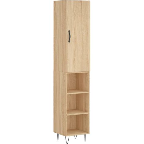 Buffet,Bahut,Meuble de Rangement haut Chêne sonoma 34,5x34x180 cm Bois d'ingénierie CFW96764 (1/5)