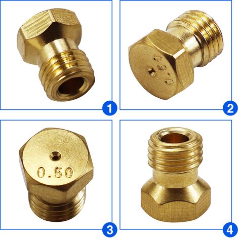 Brass nozzles for propane liquefied gas water heaters, 10 gas stove nozzles, stove head accessories (1/4)