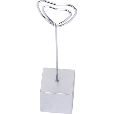 Silberner, herzförmiger Foto-Memo-Halter aus Kunstharz mit Drahtclip für Dokumente, Fotos und Karten (10er-Pack)