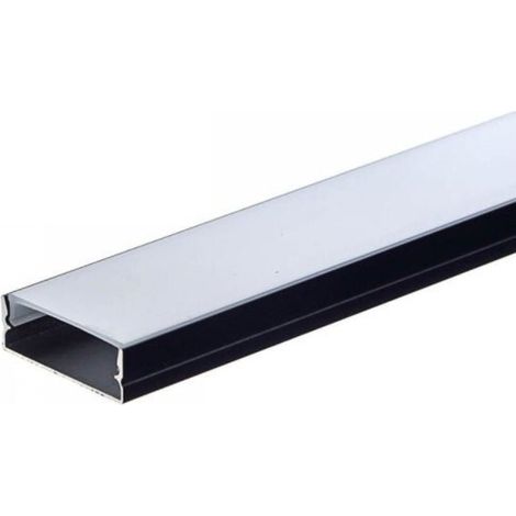 Optonica – Profilé aluminium noir 2m – Cache opaque blanc pour rubans LED – Installation facile pour éclairage moderne