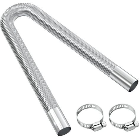 Tuyau d'échappement, en acier inoxydable, avec 2 colliers de serrage en acier inoxydable, longueur 60 cm, diamètre du trou 25 mm (1/5)