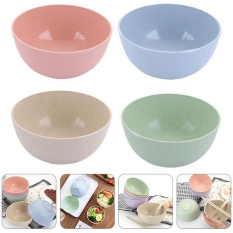 Bol À Salade - Bol Service Petit-Déjeuner - 15 x 15 x 7,5 cm - Résistant À La Chute - Antidérapant - Lot De 4 (1/4)