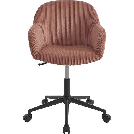 Chaise de bureau - Velours côtelé - Rose - MARENZIA (1/4)