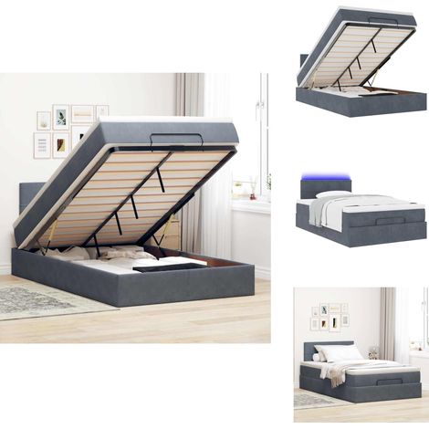 Cadre de lit ottoman et matelas gris foncé 120x200 cm velours - Cadre De Lit Ottoman - Cadres De Lit Ottoman - Cadre De Lit - Cadre De Lit Avec Rangement (1/5)