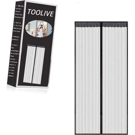 Moustiquaire Magnétique Pour Porte – Maille Ultrarésistante, Joint Magnétique de Haut en Bas, Fermeture Automatique, Garde l'Air Frais à l'Intérieur (80x210CM,Noir)