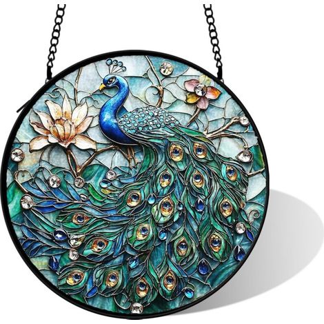 Suspension murale en vitrail multicolore, diamètre: 15 cm (1/5)