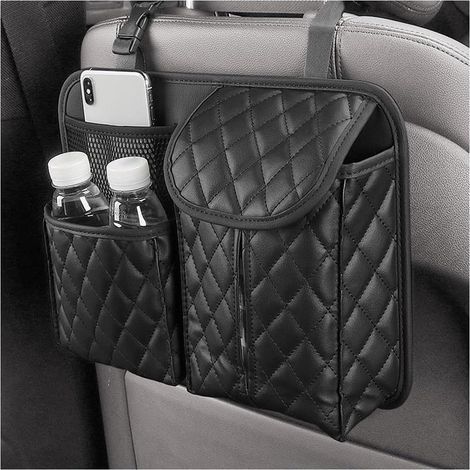 Organiseur de siège de voiture, sac de rangement à suspendre, en cuir PU, étanche, organiseur de siège de voiture avec bretelles réglables en longueur (1/5)