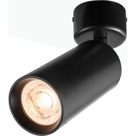 Barcelona Led – Applique murale et plafond orientable 360º en aluminium noir – Compatible GU10 jusqu'à 50W – Éclairage focalisé pour magasins et bureaux (1/6)