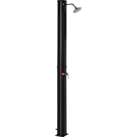 Douche solaire chauffante à 55° pour usage extérieur, avec réservoir de 35 litres et robinet mitigeur, noire