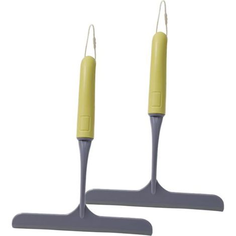 Ecleanfy - Lot de 2 Raclettes Douche Mini Raclette Silicone pour Vitre de Salle de Bain Raclette Vitre en Matériau PP avec 2 Crochets Gris (1/5)