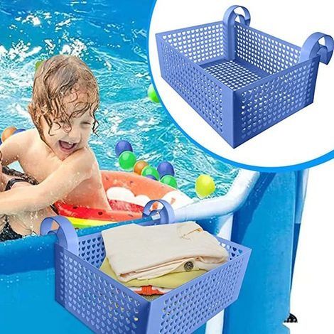 Panier de Rangement, Accessories de Piscine, Piscinette Metal Frame, Porte Gobelet de Piscine, Bleu (1/5)