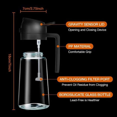 Vaporisateur Huile - Bouteille Verre Alimentaire 460 Ml - Pour Cuisine Salade Grillades - 1 Pièce (1/5)