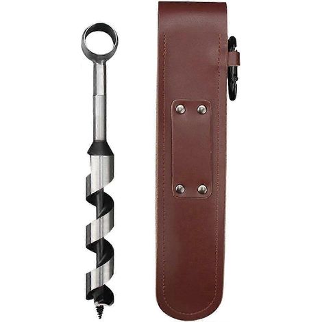 Outil de perçage à tarière, mini clé à tarière manuelle, perceuse à bois manuelle avec sac de rangement, équipement pour le camping en plein air (marron) (1 pièce) (1/5)