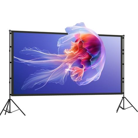 Schermo per proiettore portatile 16:9 4K/8K con supporto, doppia faccia, nero (1/5)