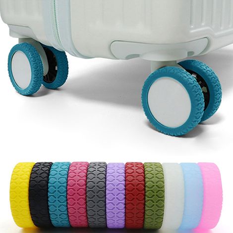 Housses de protection silencieuses en silicone pour roues de valise, adaptées à la plupart des valises cabine à roulettes de 8 pouces, vertes phosphorescentes. (1/5)