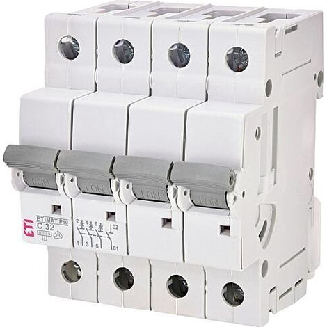 ETI Disjoncteur de protection de ligne ETIMAT P10 3 pôles + N, 10kA, C32, REG