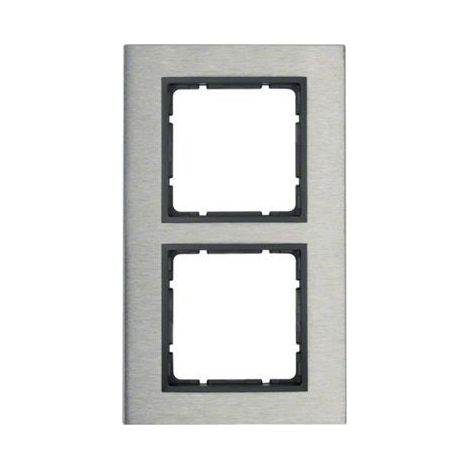 Marco 2 elementos Vertical Berker By Hager B7 10123606 Acero inox/Antracita
