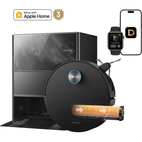 Dreame Aqua20 Pro Ultra Roller X Complete Marble Schwarz- Saugroboter mit Wischfunktion - 40 000 Pa, 180 °C Dampfwischen, Wischen mit heißem Frischwasser, MopExtend (1/5)