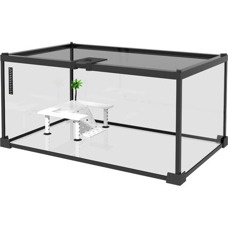 Boîte à reptiles boîte d'élevage de reptiles habitat de terrarium transparent couvercle coulissant treillis métallique
