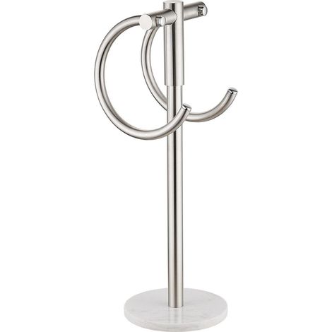 Porte-serviettes en acier inoxydable avec base en marbre argenté pour salle de bain et toilettes (1/5)