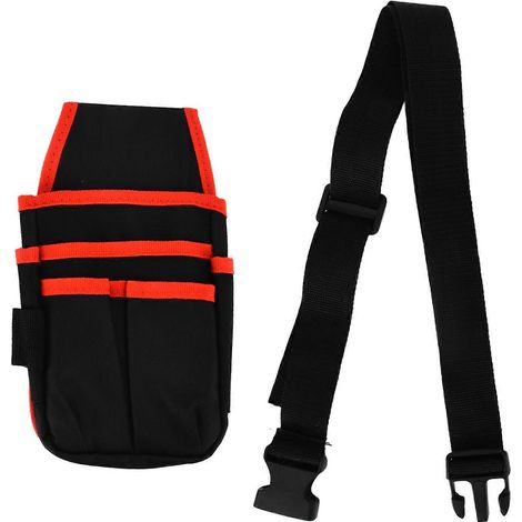 Pochette à outils, petite pochette pour outils d'électricien, avec ceinture et bordure rouge. (1/5)