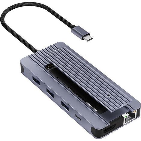 Station d'accueil 12-en-1 SSD M.2 USB-C, compatible avec les PC et les ordinateurs portables, prend en charge l'interface 4K 60 Hz/RJ45 1000 Mbps/PD100 W/USB 3.0 5 Gbps Type-C. (1/5)