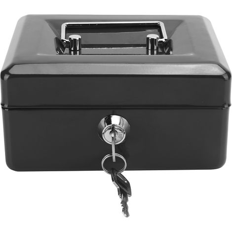 Coffre-fort portable 6 pouces avec serrure à clé, idéal pour bureau ou maison - Noir