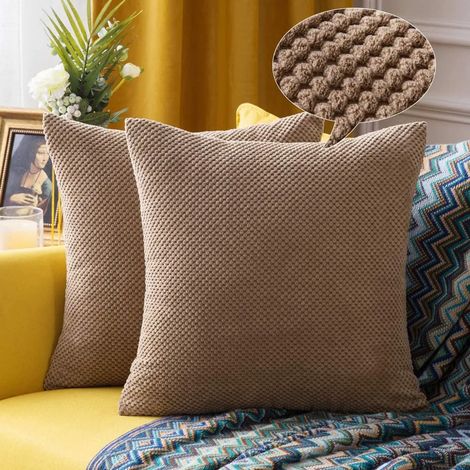 MINKUROW Set Di 2 Fodere Per Cuscini Ananas Pellet Morbido Solido Decorativo Cuscini Quadrati Cuscini Per Divano Camera Da Letto Auto 18 "X 18", 45x45 Cm Lino Marrone (1/5)