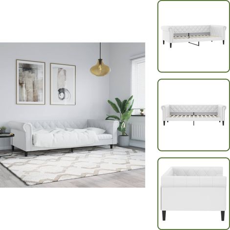 The Living Store Lit de jour sans matelas blanc 90x200 cm similicuir - Canapé jour (1/5)