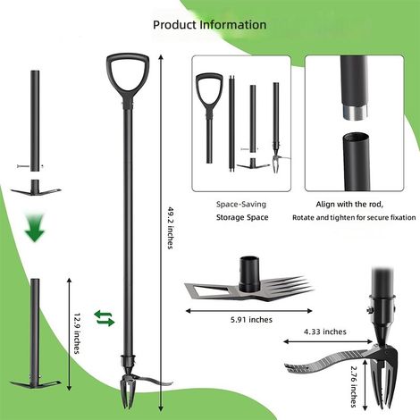 Arracher-mauvaises herbes robuste 2 en 1, utilisable sur pied, avec outil d'arrachage de racines et (1/5)