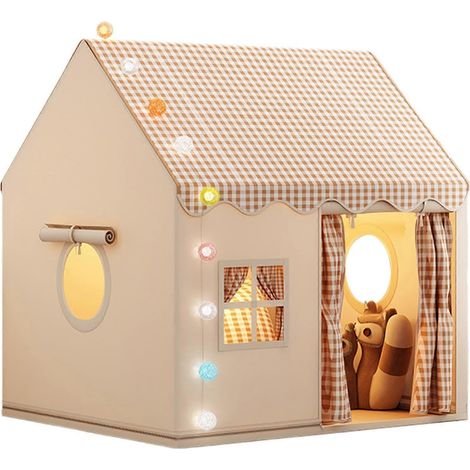 Tente de jeu pour enfants (120 × 105 × 128 cm), cabane de jeux, tente d'intérieur, grand espace pour les tout-petits, confortable, kaki, ludique (1/5)
