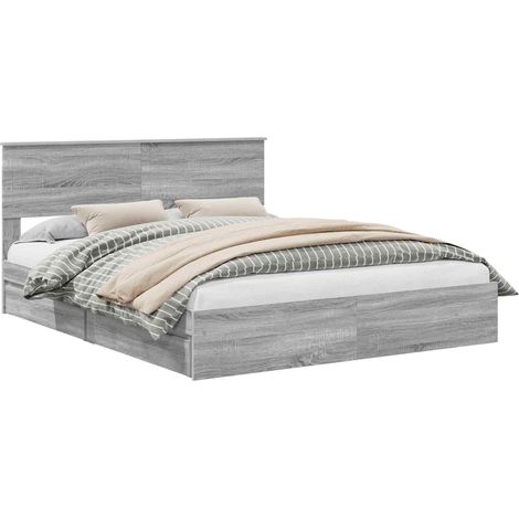 Letto con Contenitore con testiera Grigio Sonoma 160 x 200 cm vidaXL
