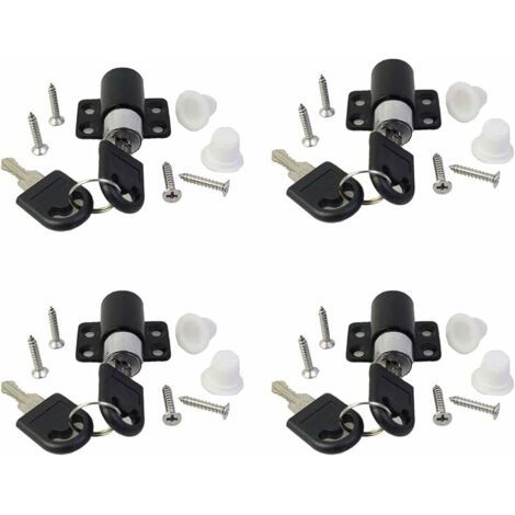 Set di 4 serrature di sicurezza con chiave, serratura per porta scorrevole, catenaccio per patio, limitatore antifurto, nero (1/5)