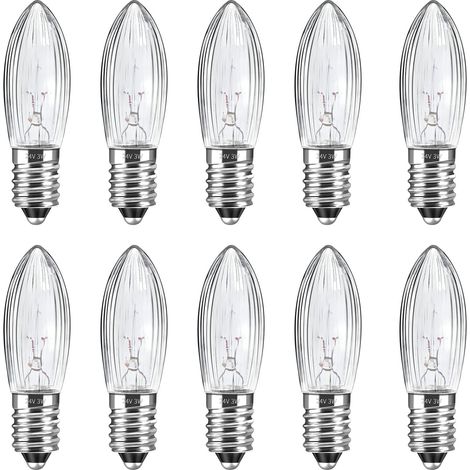 Lot de 10 Ampoules E10 24V 3W Blanc Chaud, Culot à Vis pour Guirlandes et Décorations de Noël (1/5)