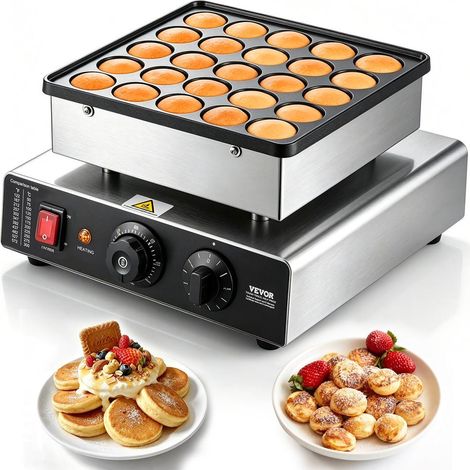 Poffertjes et dorayaki, appareil à pancakes pour cuisine maison, 25 empreintes rondes, plaque antiadhésive inox (1/5)