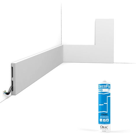 Pack 10 mètres Plinthes SX163 avec colle - Orac x Cimaises-et-plus - 10 x 1,3 x 200cm (h x p x L) - plinthe décorative polymère (1/5)